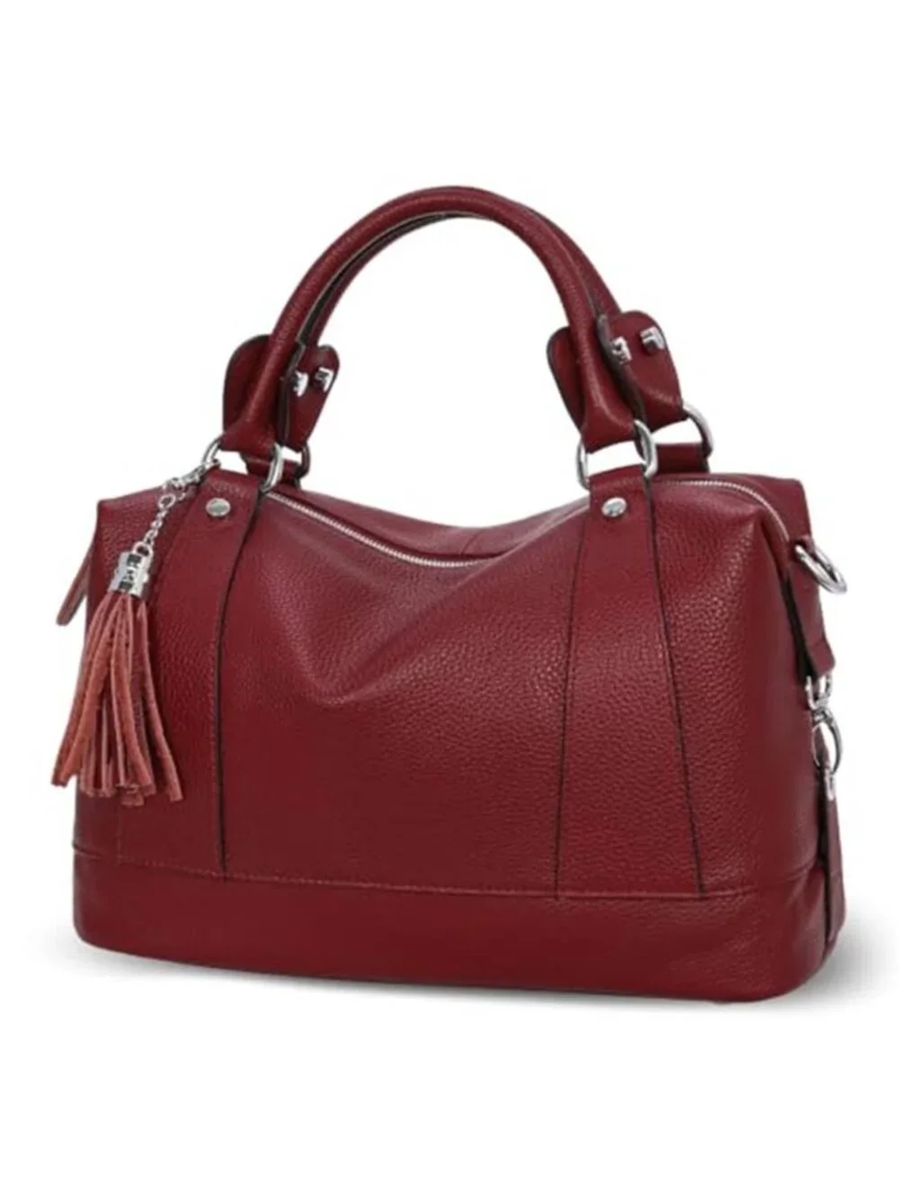 Womens Genuine Leather Purse Satchel Tote Crossbody Handbag Wine Shoulder Bag